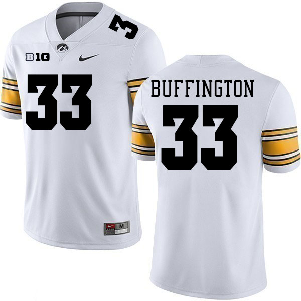 Men #33 Cam Buffington Iowa Hawkeyes College Football Jerseys Stitched-White